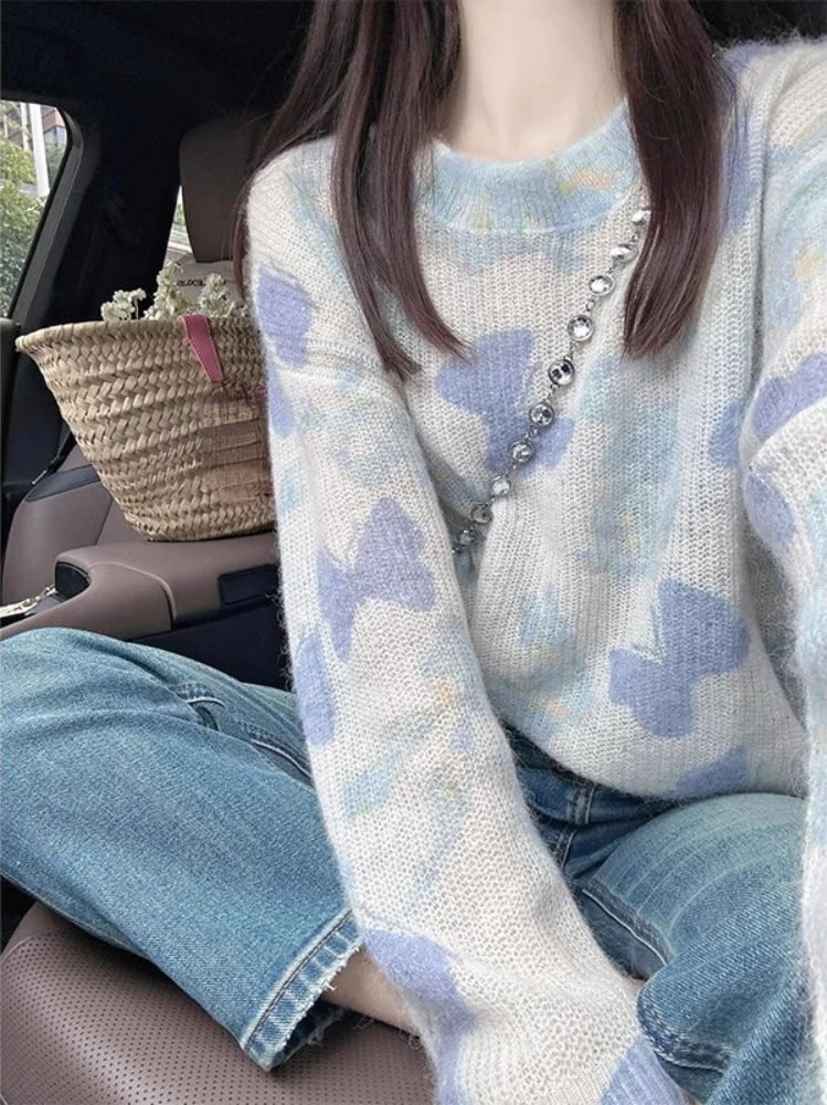 Французские милые тонкие свитера с круглым вырезом и длинными рукавами