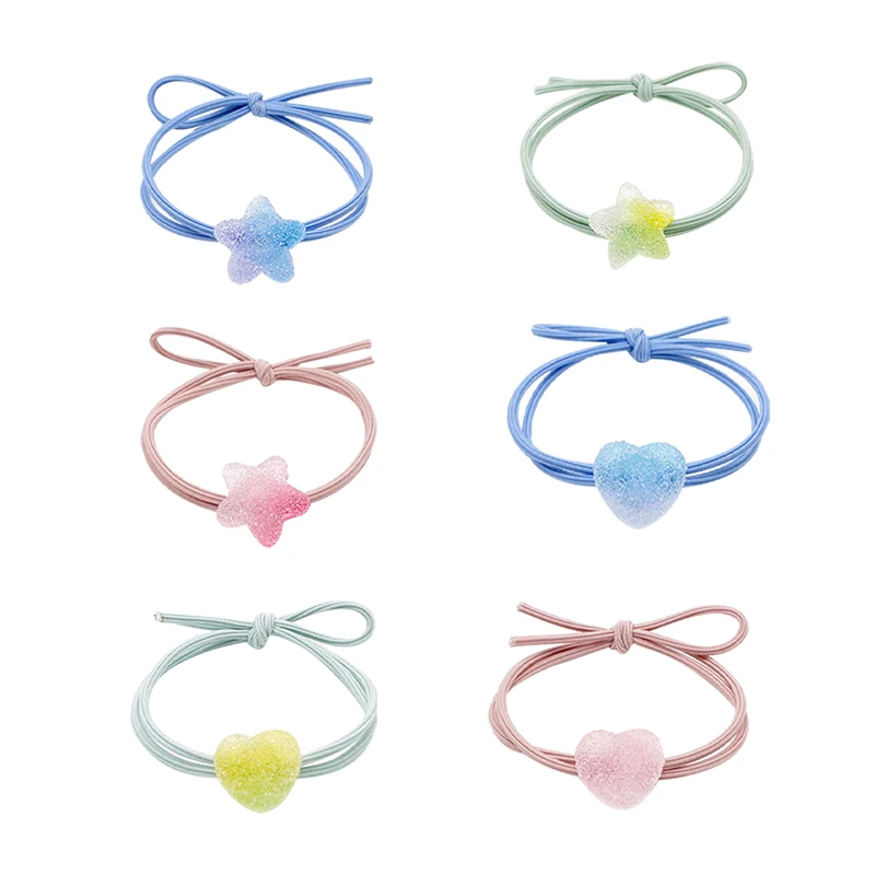 

Five-pointed star love fondant hair rope candy-colored girl tie hair elastic hair accessories Korean fashion jewelry