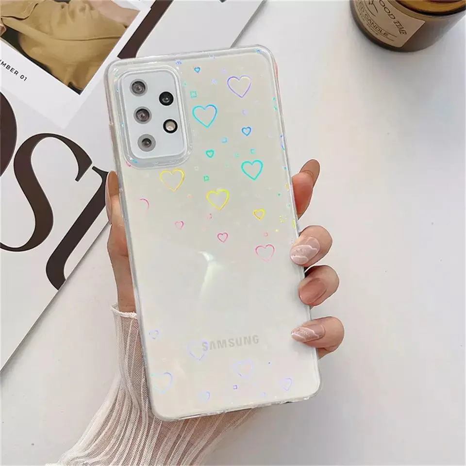 Чехол для телефона Laser Love heart Samsung Galaxy S20 S21 S22 Note20 Plus Ultra FE Lite A12 A21s A31 A32 4G 5G A50 A51 A52 A71 A72 -