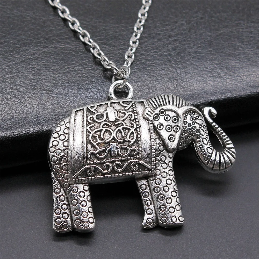 Модное винтажное ожерелье 2 цветов с подвеской в виде слона для женщин и мужчин, длинная цепочка, ожерелье, ювелирные изделия, аксессуары