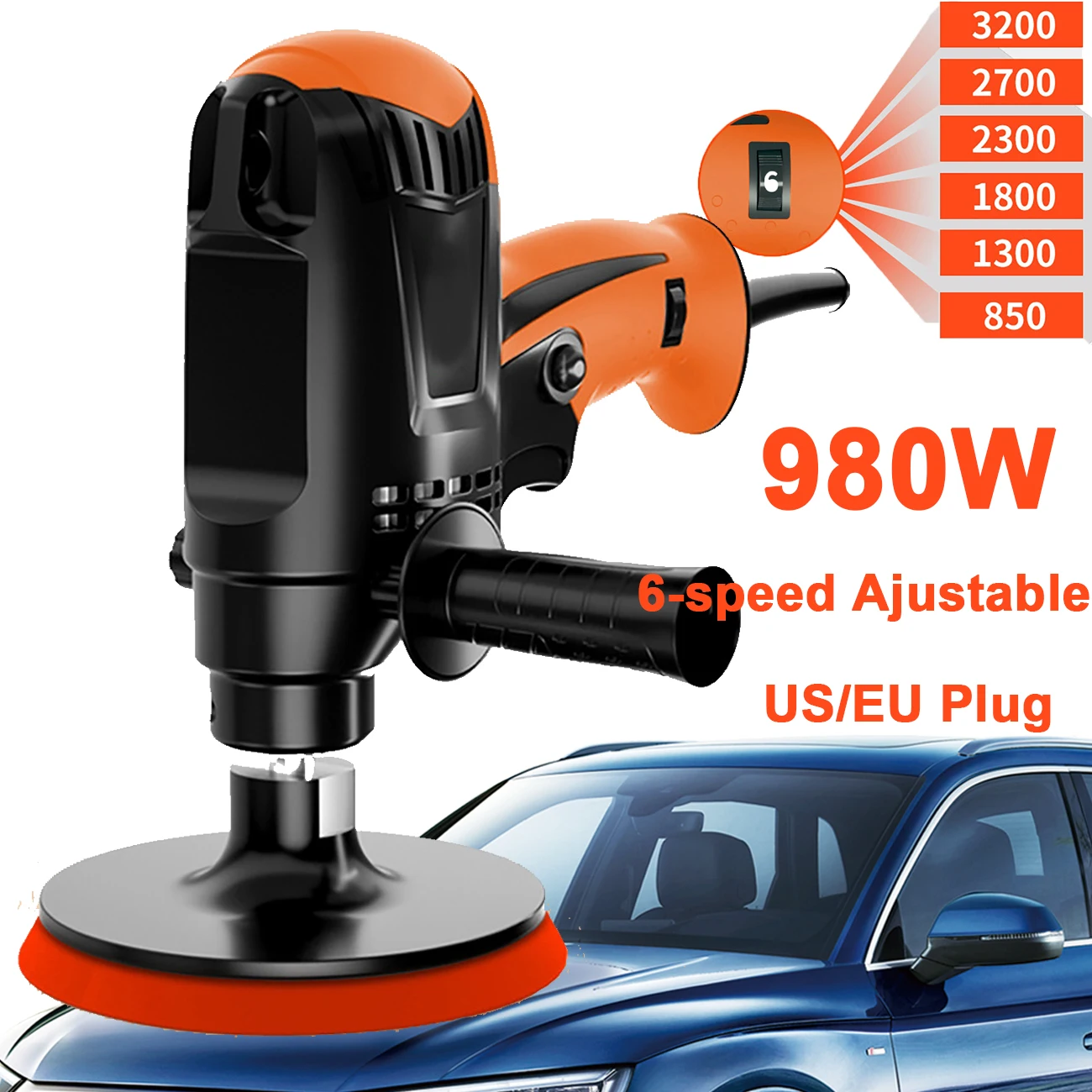 

980W 6 Speed Adjustable Car Polishing Machine Electric Buffer Polisher Waxing Machine Waxer Car Polish Repair Tool