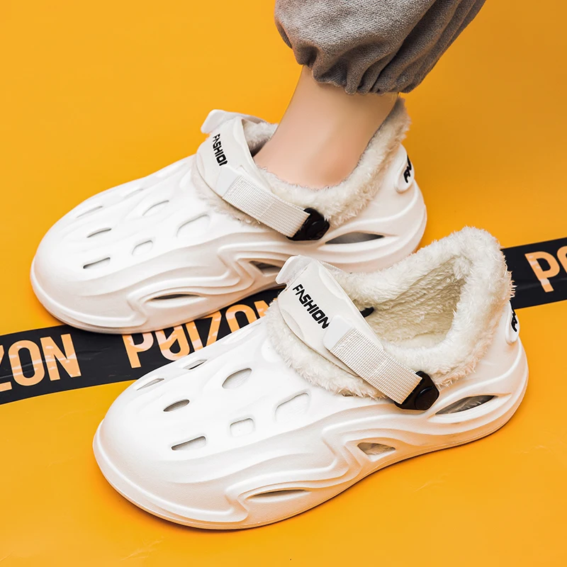 Зимние плюшевые меховые сабо мужские и женские тапочки теплые для пар лаконичная