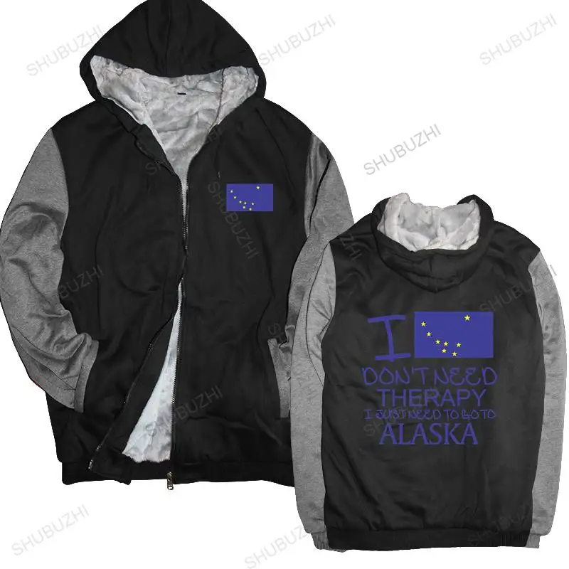 

men winter warm black hoody Top selling cotton I Don't Need Therapy - I Just Need To Go ALASKA warm hoodies homme sweatshirt