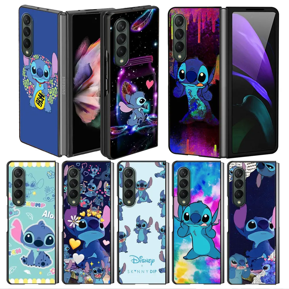 

Stitch Style Case for Samsung Z Fold3 Fold4 5G Phone Cover 6.7 Inches for Galaxy ZFold 3 Fold 4 Black Hard Fundas Capas
