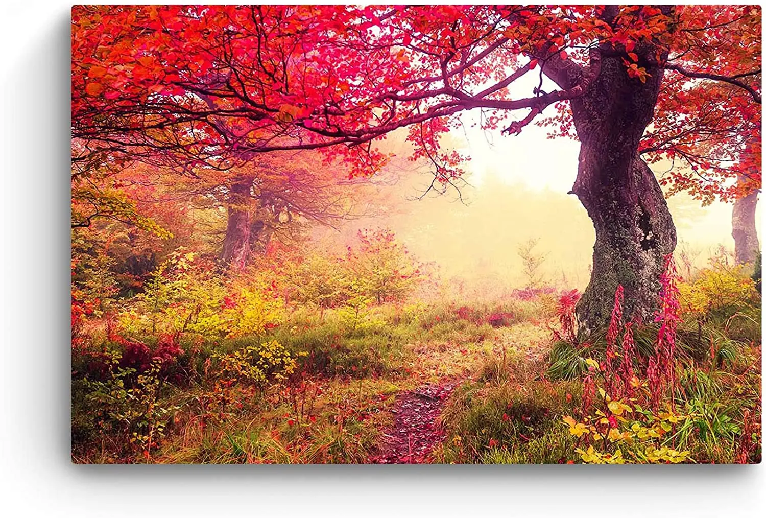 Животное холст стена искусство Сказочный Landcape в красном лесу|Рисование и