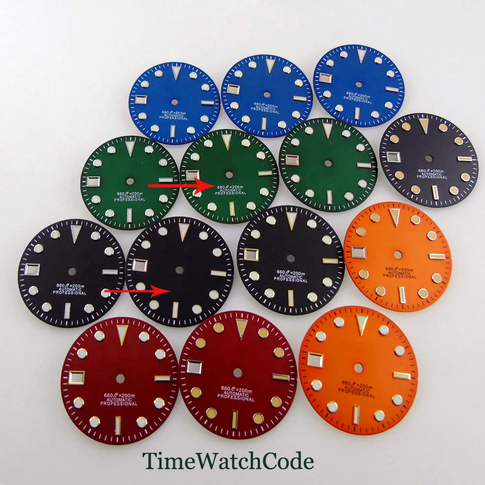 

29mm Watch Dial Watch Face Fit For NH35/NH35A Movement Fit 9 o'clock Crown Left Handed Watch Case Blue/Green/Red/Black/Orange