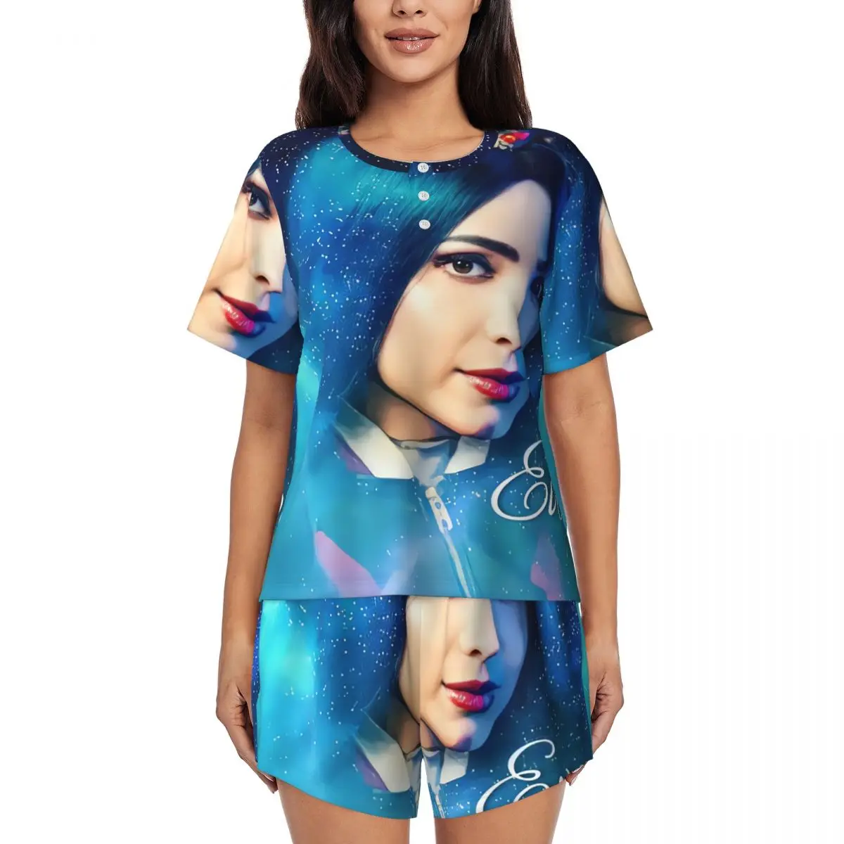 Пижамный комплект голубой принцессы Evie с принтом на заказ женская одежда для сна