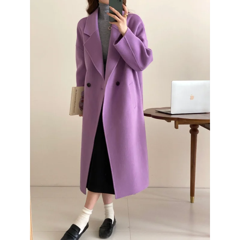 

Женская Двусторонняя твидовая куртка, Женское шерстяное пальто, корейская мода, New Traf, Simple, осень и зима, сто, 2023 г.