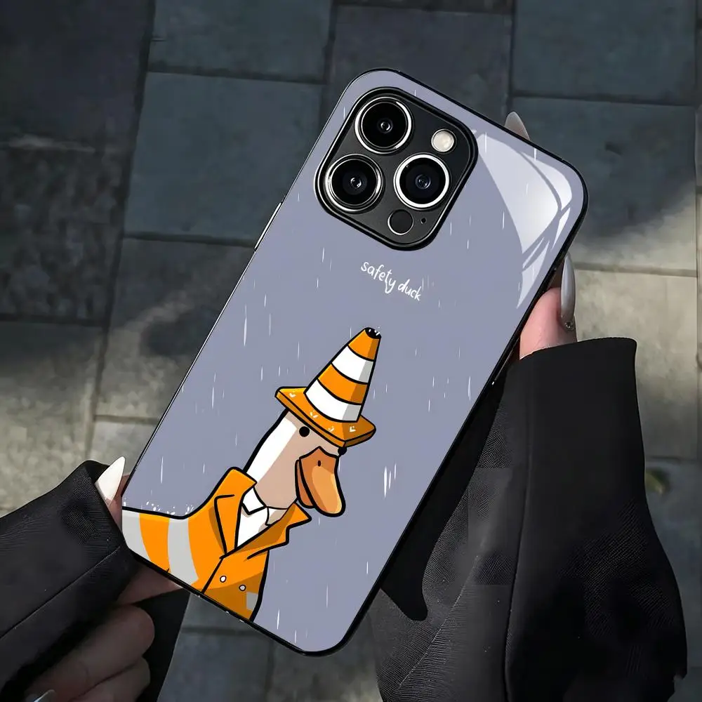 Фото Милый чехол для телефона с уткой для iPhone 17 16 15 14 13 12 11 X XR XS 8 Plus Mini Pro Max, стеклянный магнитный чехол. №2