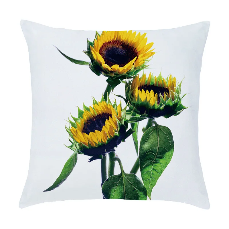 45X45 Sunflower Printed Cushion Cover Sofa Home Decorative Pillow Covers Print Pillowcase Splendid Flower Plant |