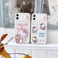 cute cartoon cat 3d hello kitty camera protection phone case for iphone 11 12 13 pro max x xs xr 7 8 plus silicone cover