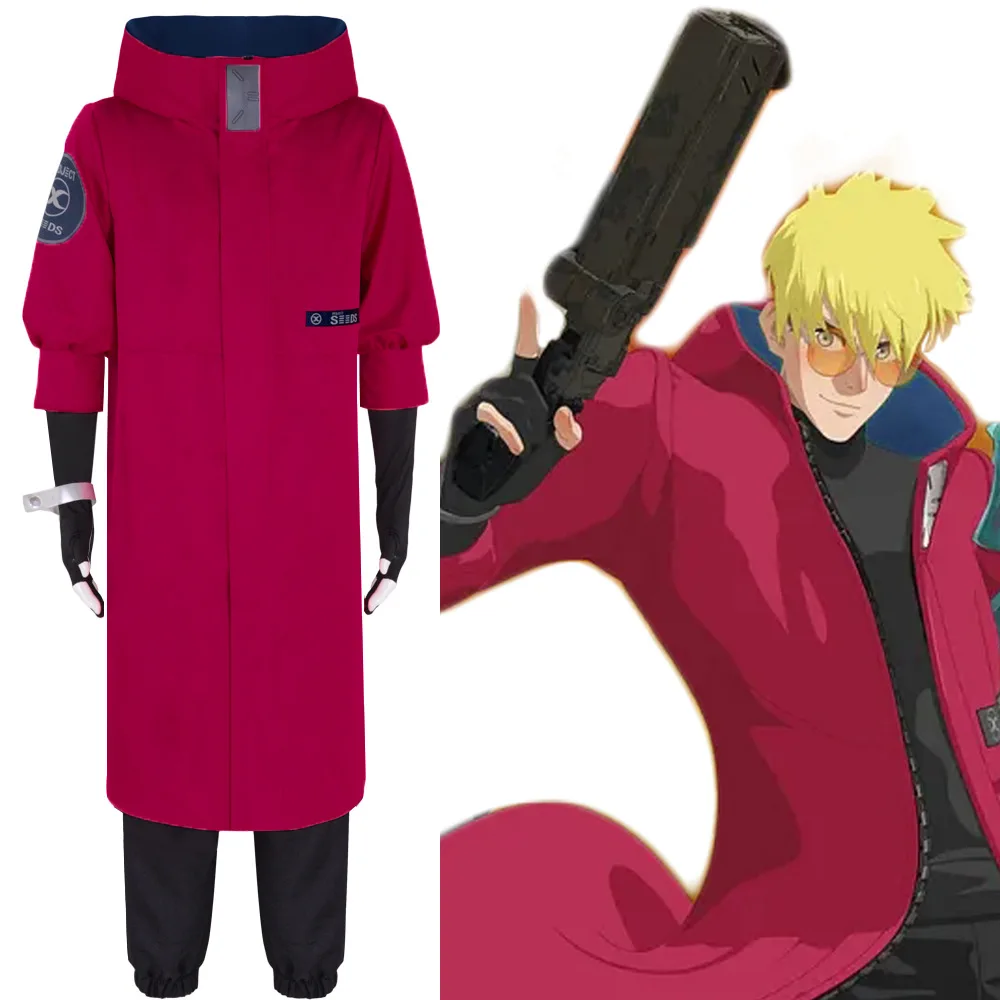 

Костюм для косплея из аниме Trigun Vash с тычинком, красное пальто, брюки, фантазия, одежда для Хэллоуина, женский наряд