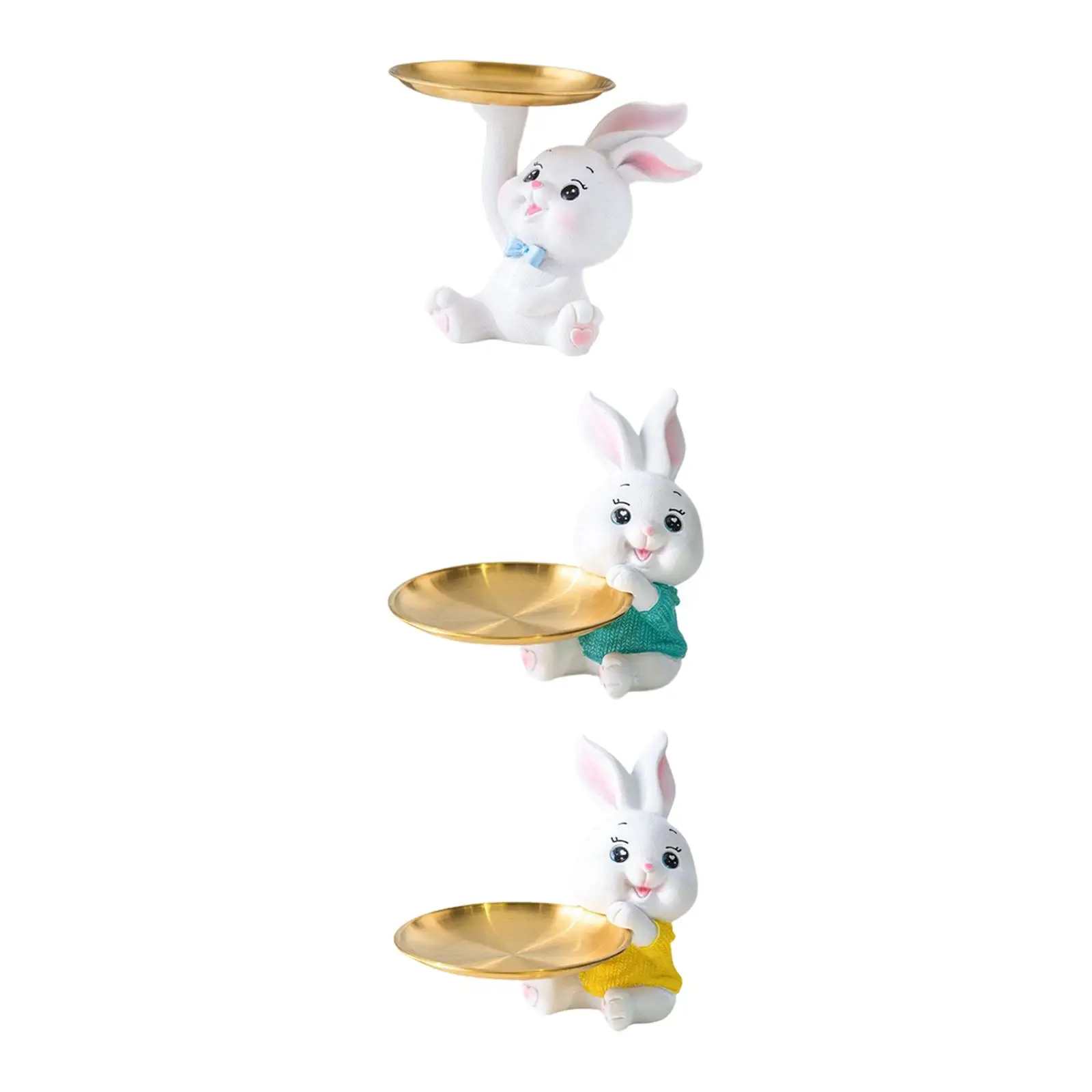 

Modern Rabbit Storage Tray Statue Resin Bunny Figurine Desk Organizer Ornament Sundries Container for Tabletop Cafe Home Decor