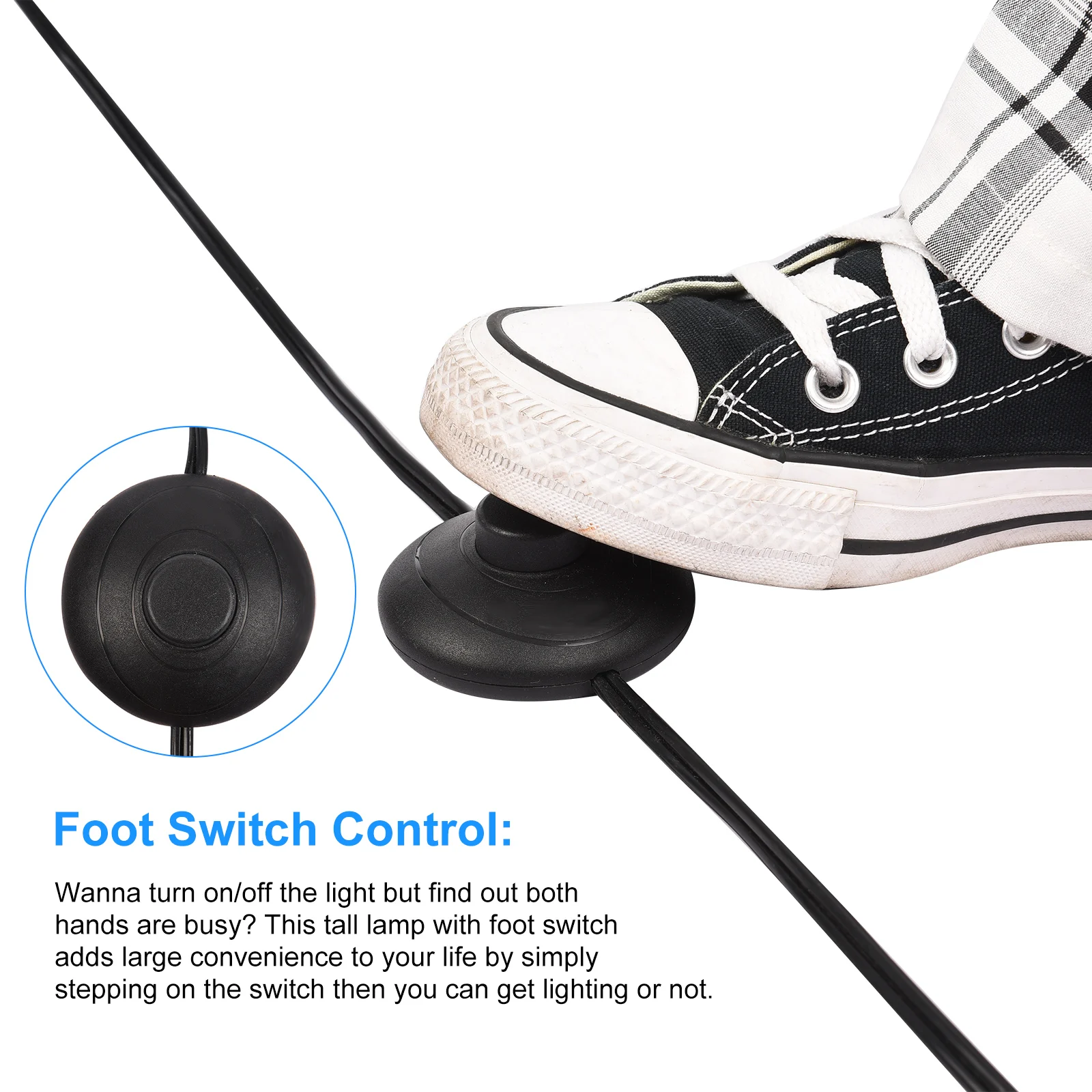 Напольная лампа с лампочкой E26 7W LED, современный высокий светильник со стеклянным абажуром для гостиной и офиса, выключатель на ножке, американская вилка.