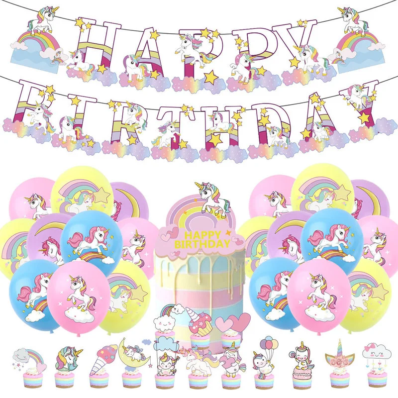 

Unicorn Birthday Balloons Banner Cake Topper Ballons Unicorn Birthday Party Decorations Kids 1st Birthday Girl Baby Shower