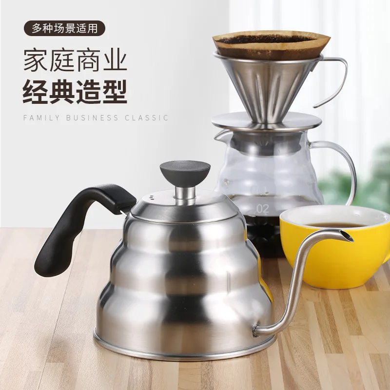 

1L/1.2L Drip Kettle Thermometer Pour Over Coffee Tea Pot Swan Long Neck Stainless Steel Thin Mouth Gooseneck Cloud Drip Kettle