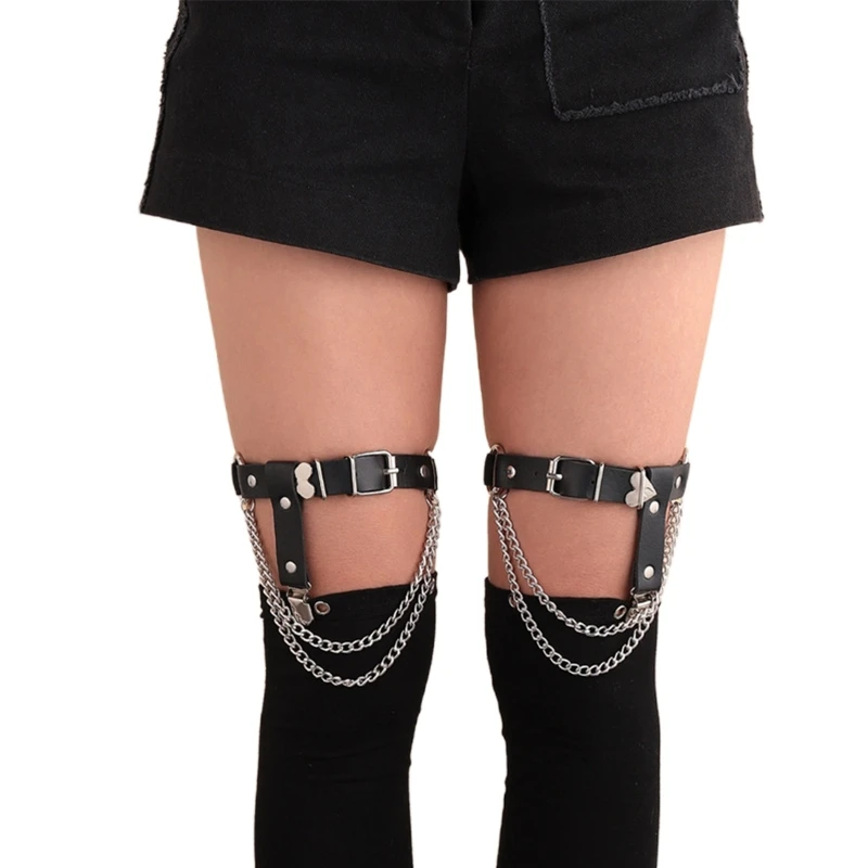 

Girls Leg Garter Belt with Dangle Chain Decor Thigh Body Clipss for Women 37JB