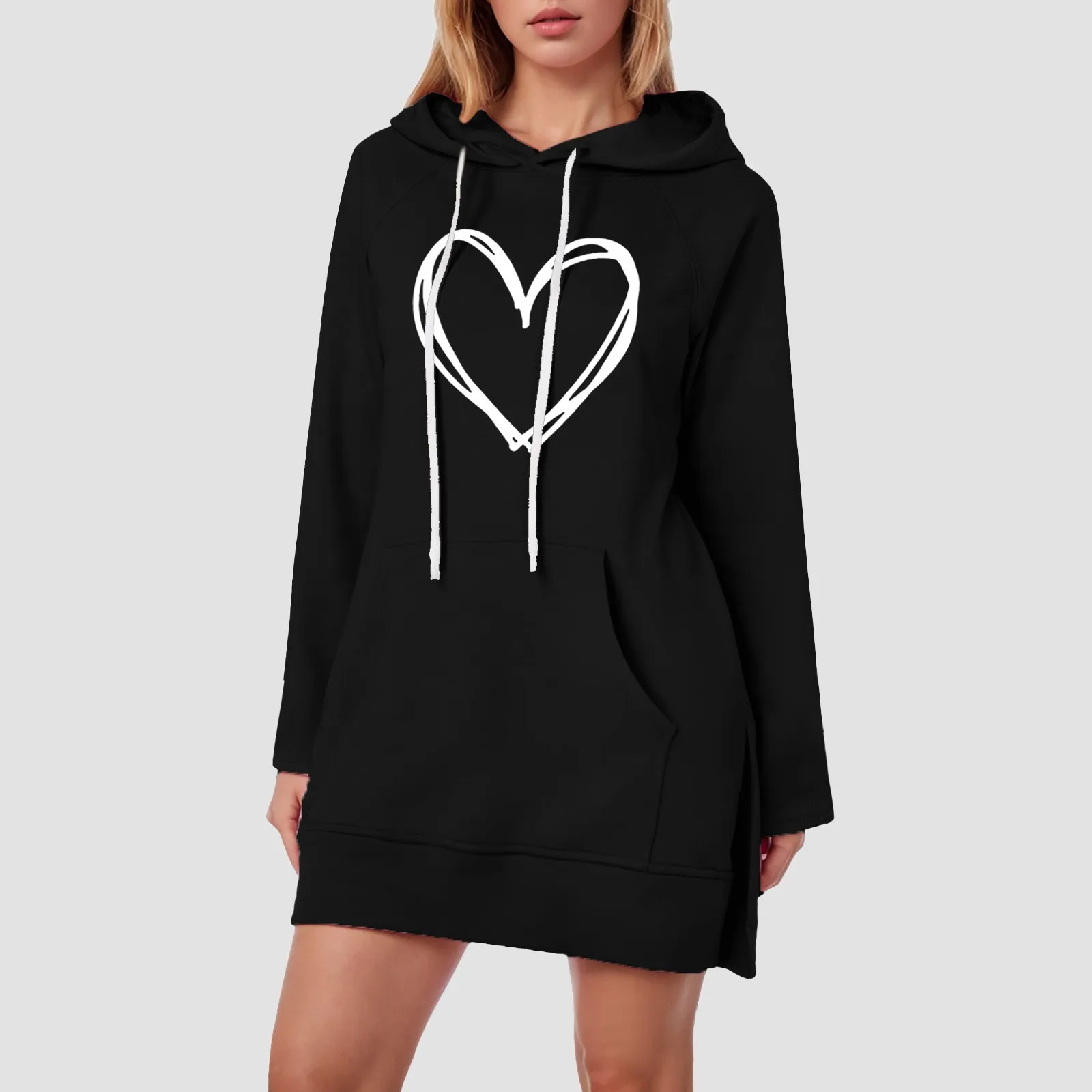 ZOMAXIUJEE Женское платье-толстовка с капюшоном из полиэстера и хлопка |