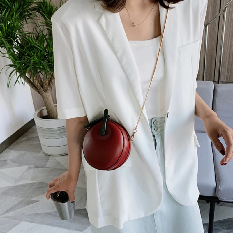 

2022 Sweet Circular Bags For Women New Fashion Chain Crossbody Bag Small Handbags PU Leather Ladies Shoulder Purse