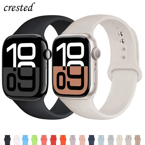 Силиконовый ремешок для Apple Watch, спортивный браслет для iWatch series 10 9 8 3 SE ultra 2, 40 мм 49 мм 44 мм 45 мм 46 мм 42 мм 41 мм 38 мм