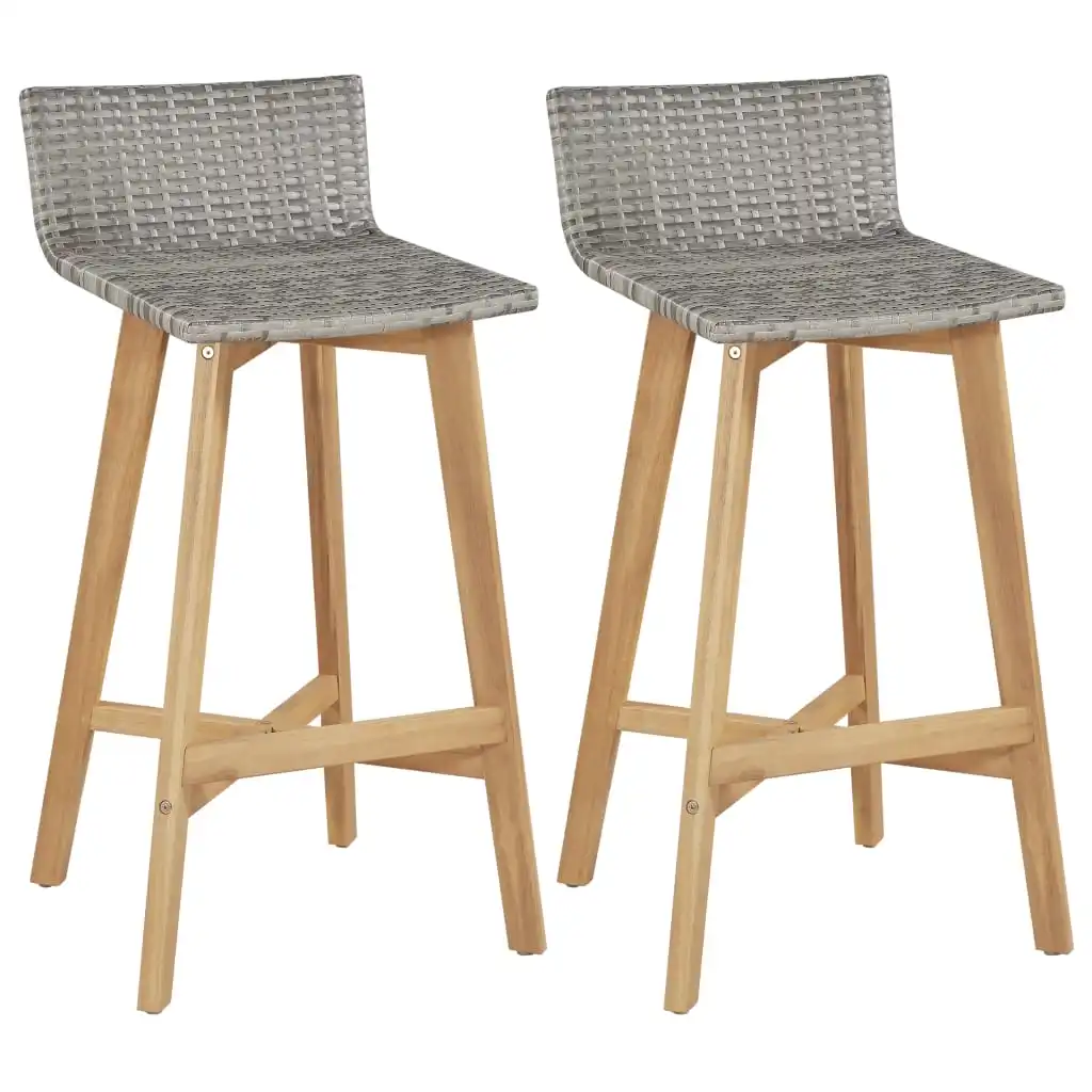 

Bar Stool Chairs Counter Stools Set of 2 Kitchen Home Decor Solid Acacia Wood