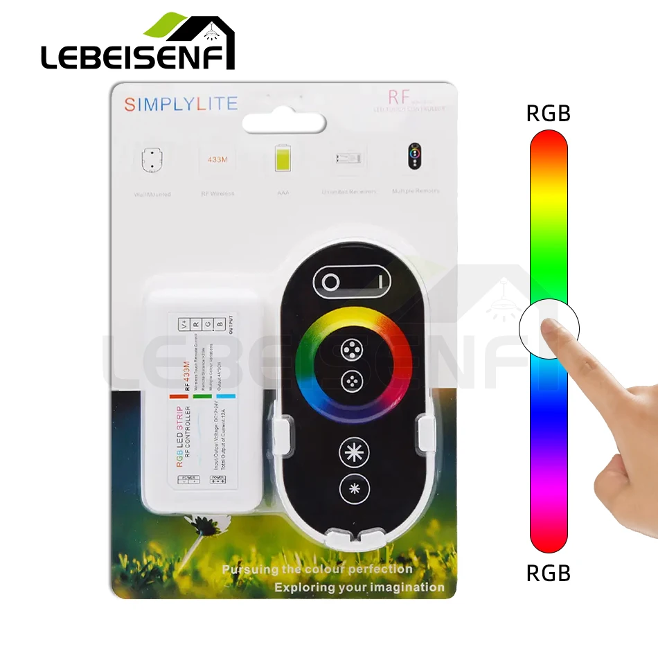 

RGB Controller 12V 24V DC 12A Dimmer with RF 433Mhz Wireless Remote Control for 5050 Constant Voltage PWM LED COB Strip Light
