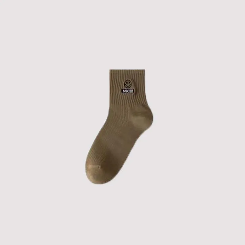 Men's Mid-Thigh Socks Sports Socks Sweat-Absorbing Long Socks Casual Simple Solid Color Smiley Socks