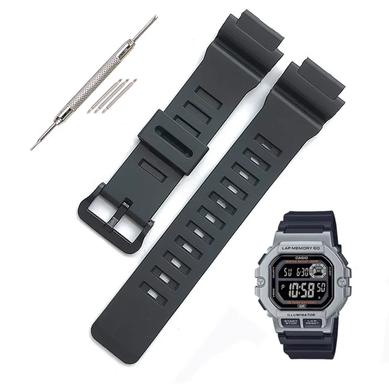 Фото Силиконовый браслет WS-1400 для Casio WS-1400H WS-1300 WS-2100 AE-1500, ремешок для часов MW610 MWD110, водонепроницаемый ремешок для часов из смолы №1
