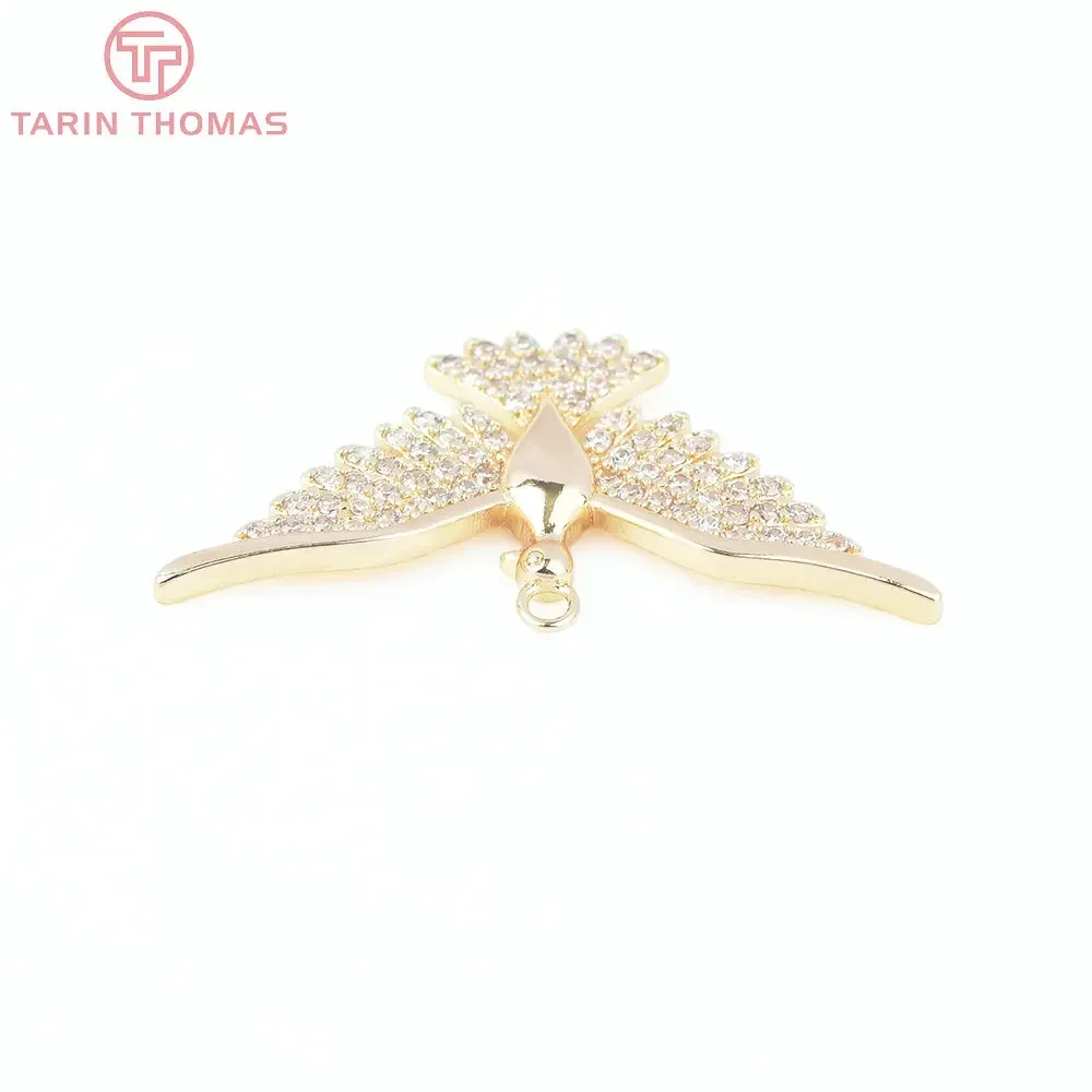 2 шт. латунные подвески в форме гуся с цирконом 24 к