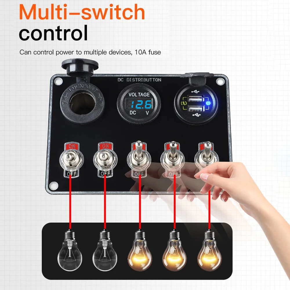 12-24 в прикуриватель вольтметр Usb QC3.0 быстрое зарядное устройство ВКЛ./ВЫКЛ.