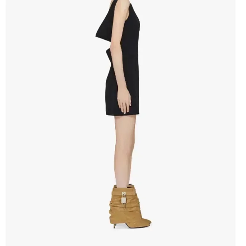 2024 зимние новые модные плиссированные ботильоны с металлическими пуговицами и