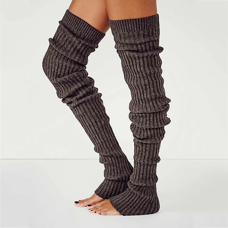Autumn and Winter Solid Color Knitted Stockings Female Thigh Sexy Long Stockings Leg Warmers Over Knee Socks Women Wool Socks