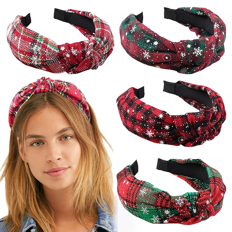 

Christmas Hair Bands For Women Girl Vintage Snowflake Stripe BowKnot Cross HeadBand Festival Decor Hair Band Headwear Gift