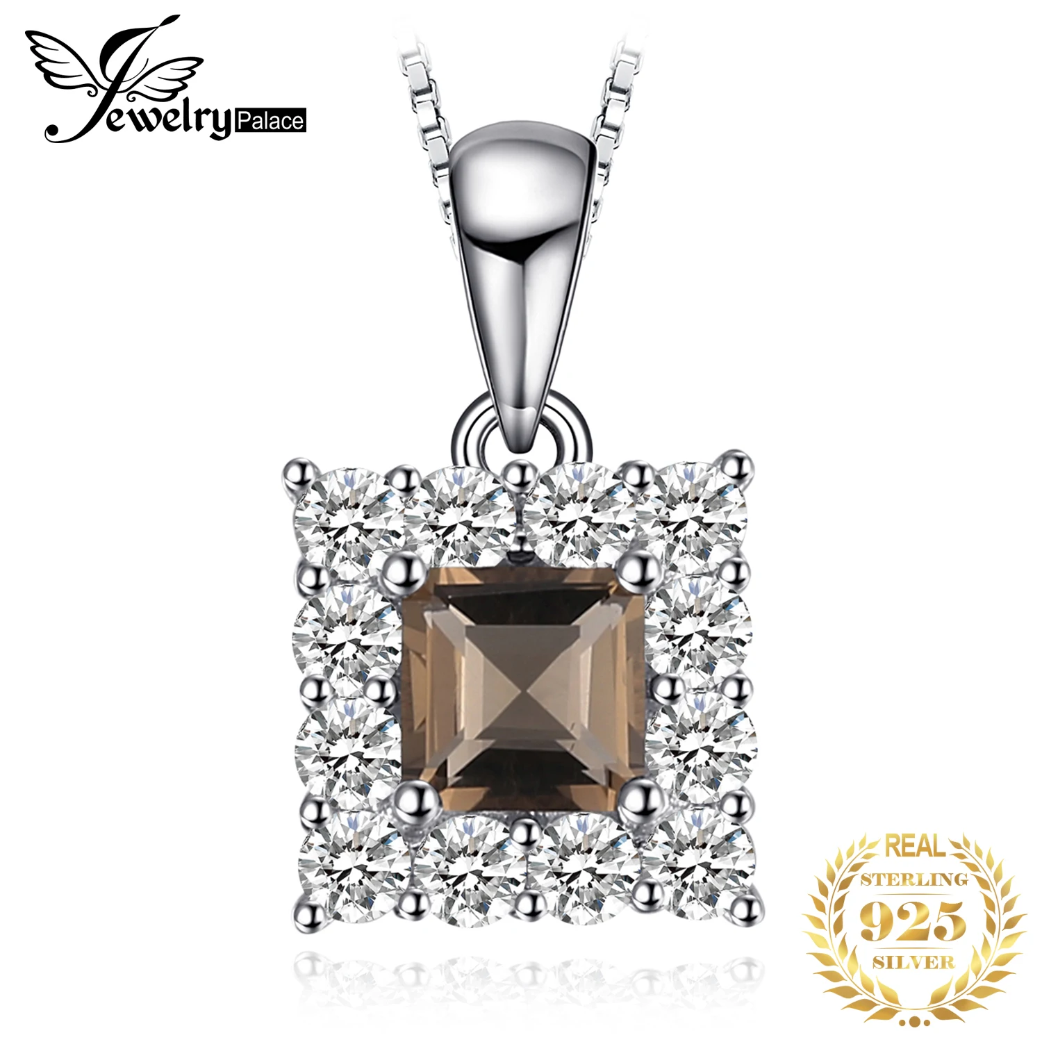 Женский кулон из серебра 925 пробы с дымчатым кварцем Нет цепей |