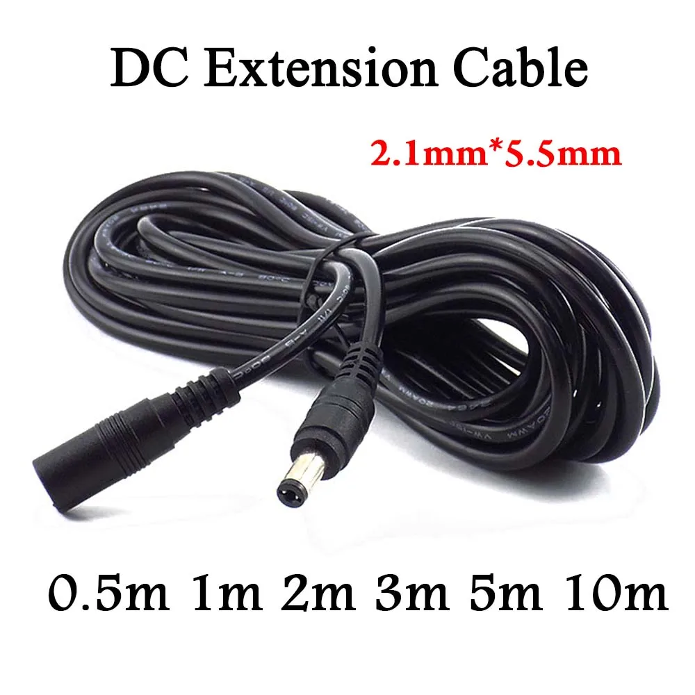 

DC 12V Male To Female Extension Cable 2.1mm*5.5mm Power Cord Extend Wire 0.5M 1M 2M 3M 5M 10M For CCTV Camera Router LED Light