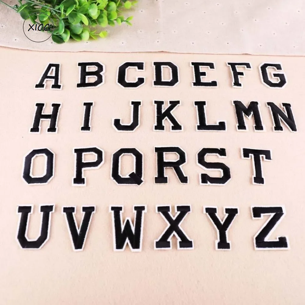 Черные вышивки с английским алфавитом от A до Z буквы именем наклейка сделай сам
