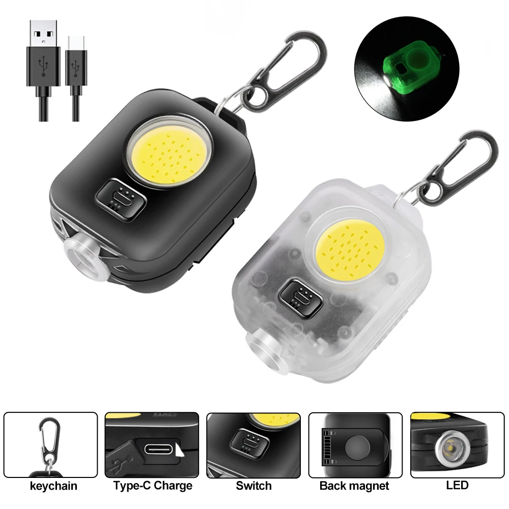 

LED Mini Keychain Flashlight Super Lightweight & Small Rechargeable EDC Flash Light 8 Modes Pocket Light For Camping Fishing