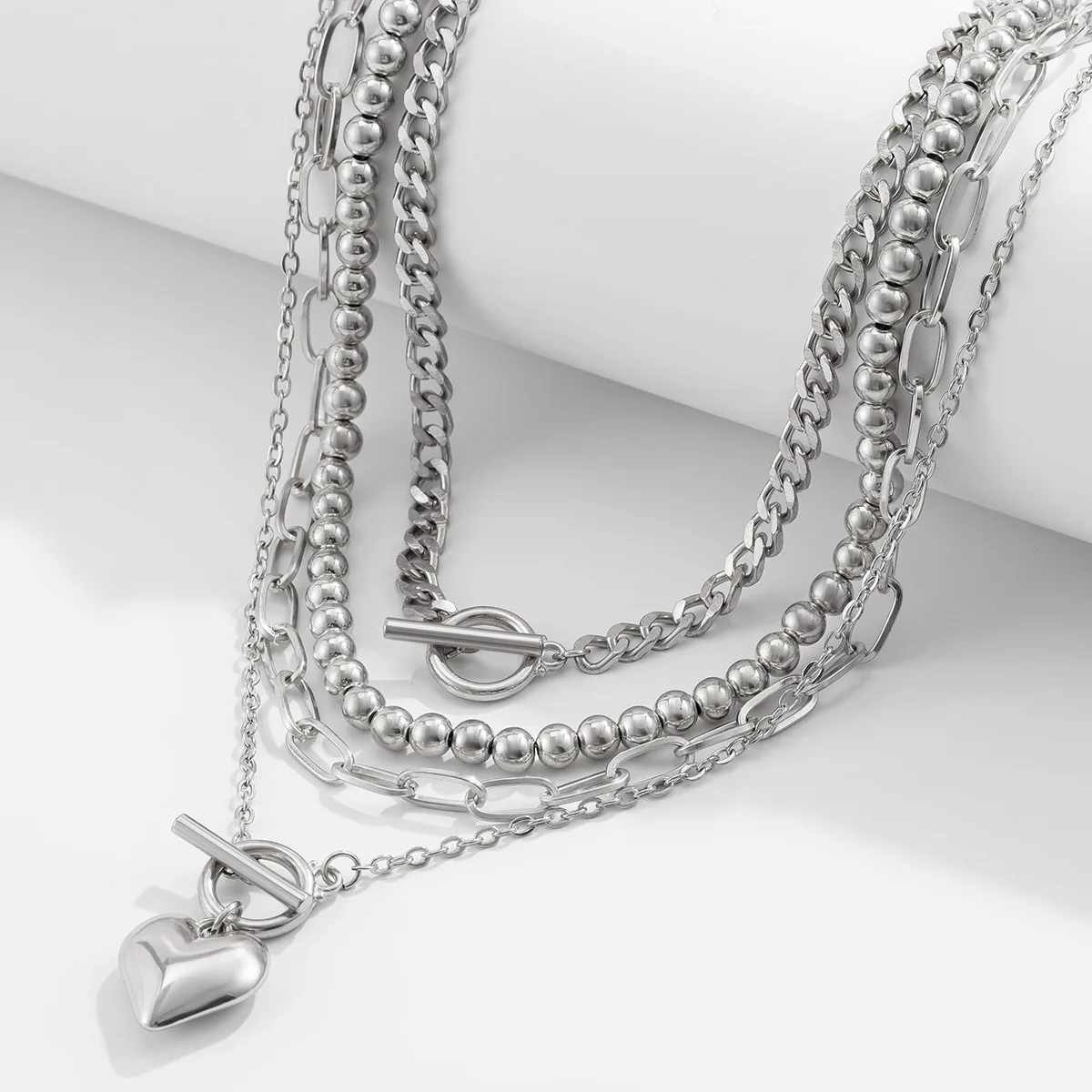 4 шт./компл. модное ожерелье с подвеской в форме сердца CCB металлическая цепочка из