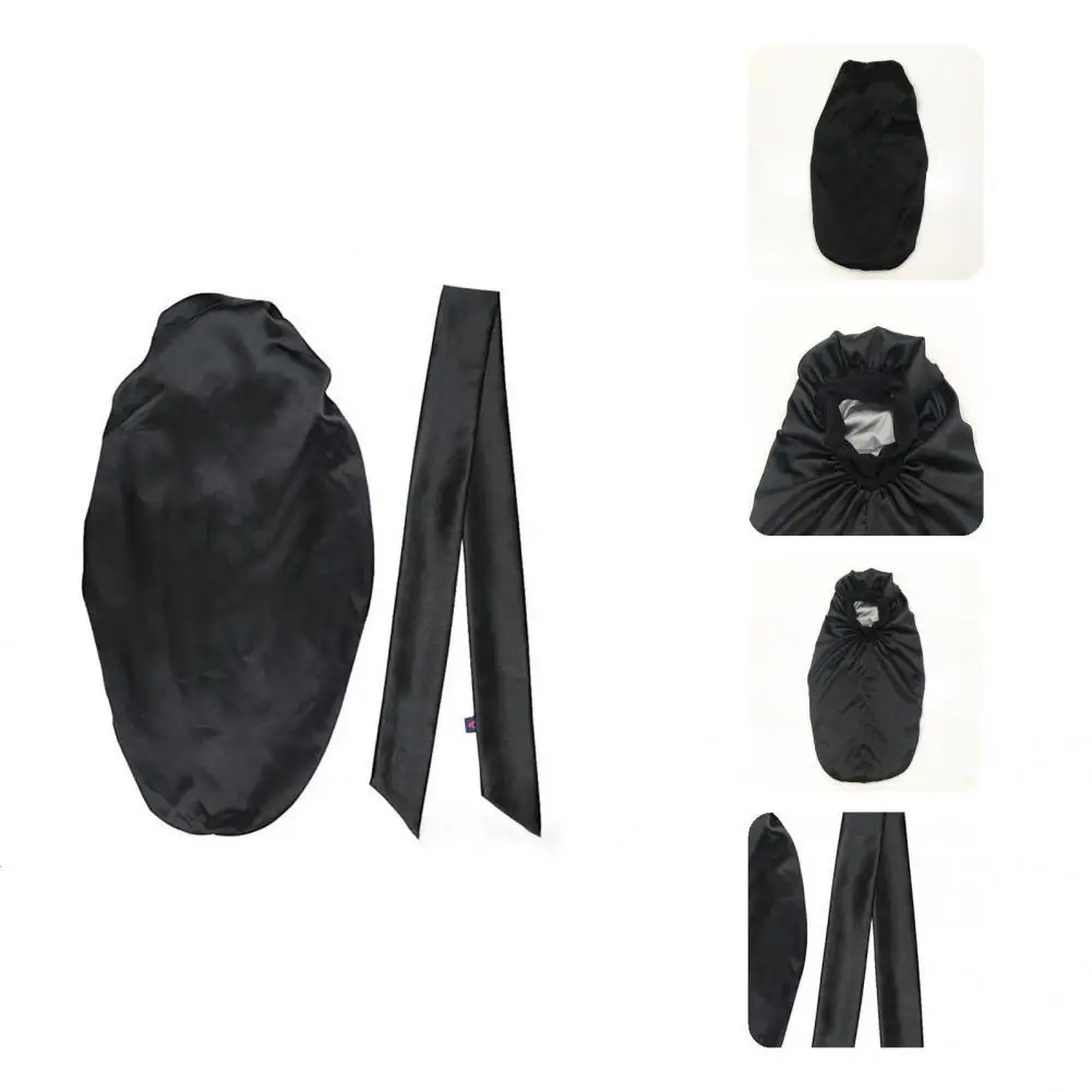 

Long Hair Wrap Strong Water Absorption Useful Fadeless Black Women Makeup Washing Face Satin Cap