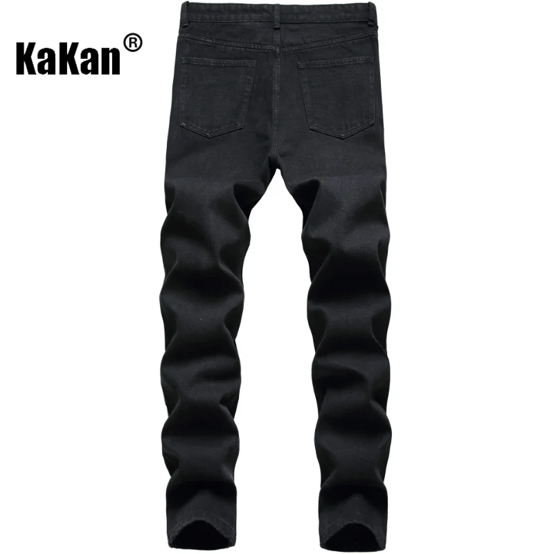 Kakan - New European and American Distressed Black Jeans for Men, Worn Out Trend Long Jeans K21-615