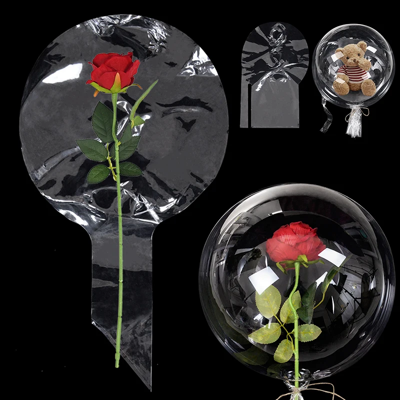 

3PCS Wide Neck Transparent Bobo Bubble Ball Valentine's Day Flowers Candy Clear Balloons For Wedding Birthday Gift Packing Decor