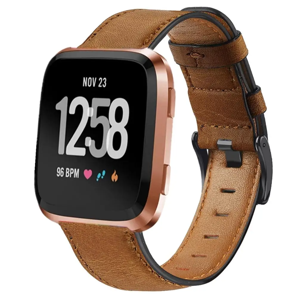 Leather Watchband For Fitbit Versa 2 Classic Look Wrist Strap For Fitbit Versa Lite Adjustable Retro Bracelet Man Bands