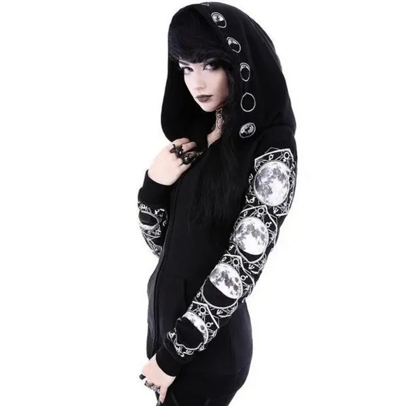 Женский свитшот с капюшоном и длинным рукавом в готическом стиле |