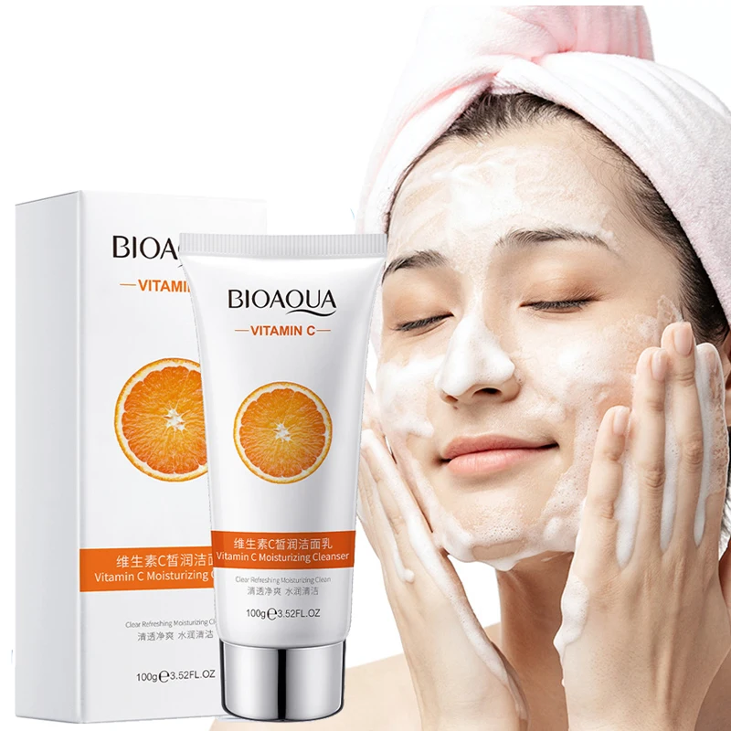 

BIOAQUA Vitamin C Facial Cleanser Deeply Cleansing Oil Control Moisturizing Blackhead Removal Skin Care Face Wash Foam Cleanser