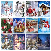 gatyztory christmas acrylic painting by numbers handmade coloring by numbers snowman picture drawing adults crafts wall decor