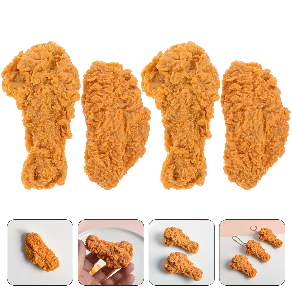 

4 Pcs Fake Fried Chicken Model Artificial Wings Drumsticks - Faux Food Kid Toy Leg Cooked