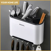 Knife Block Holder without Knives ABS chopsticks fork Organizer Space Saver Stand Wall Mounted Protect Blades Knife Storage