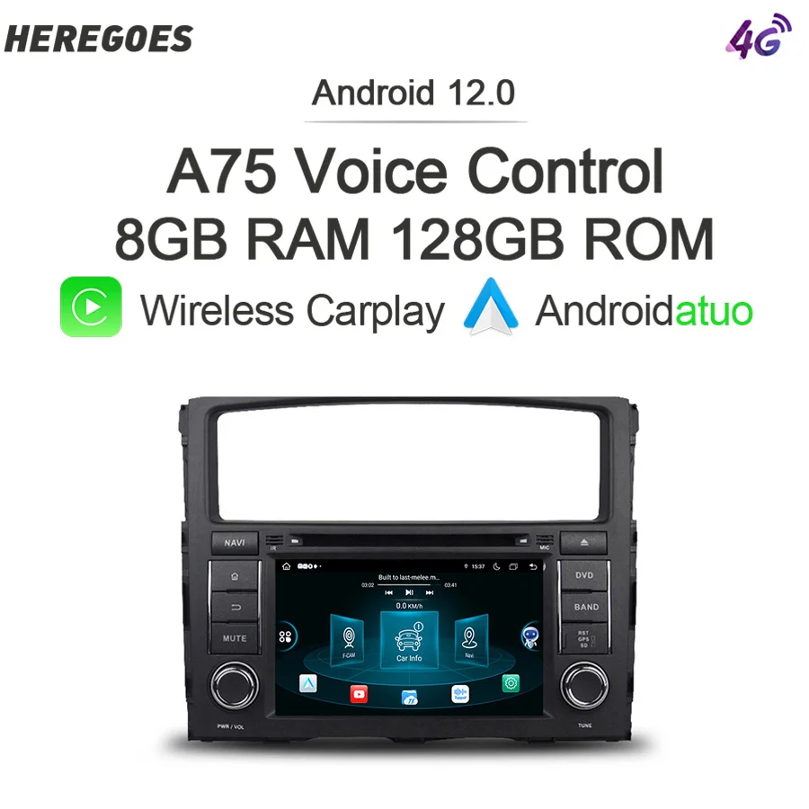

Carplay 8G+128GB DSP Android 12 Car DVD Player For MITSUBISHI PAJERO 2006-2012 Navigation GPS Radio 4G LTE Wifi Bluetooth RDS