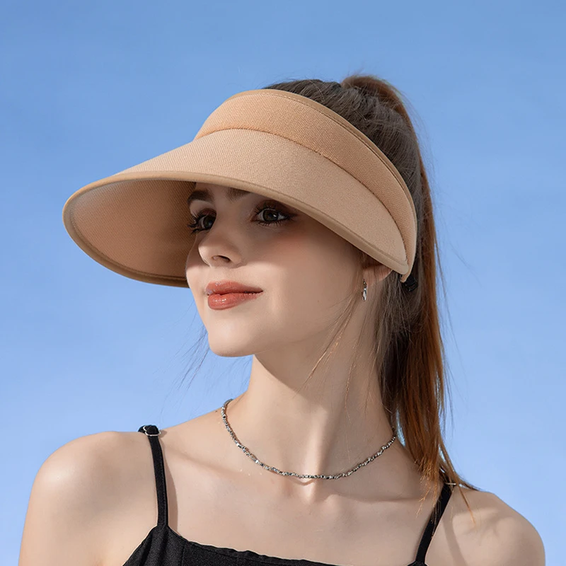 

Casual Visor Sunhats Women Summer Empty Top Hat Outdoor Beach Panama Caps Wide Brim UV Protection Hats Trendy Fisherman Cap