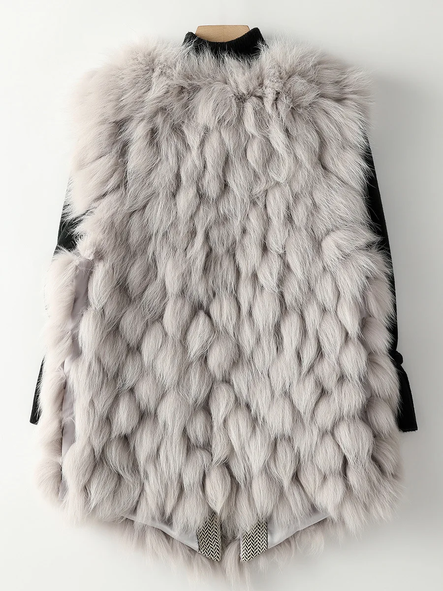 Fox fur coat women short style sleeveless 2022 new fashion casual V-neck winter vest